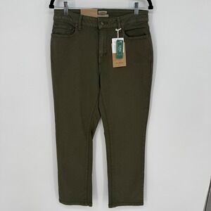 LL Bean True Shape Denim Classic Straight Leg Dark Loden Pants 10P NWT